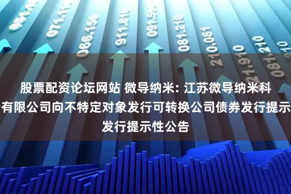 股票配资论坛网站 微导纳米: 江苏微导纳米科技股份有限公司向不特定对象发行可转换公司债券发行提示性公告